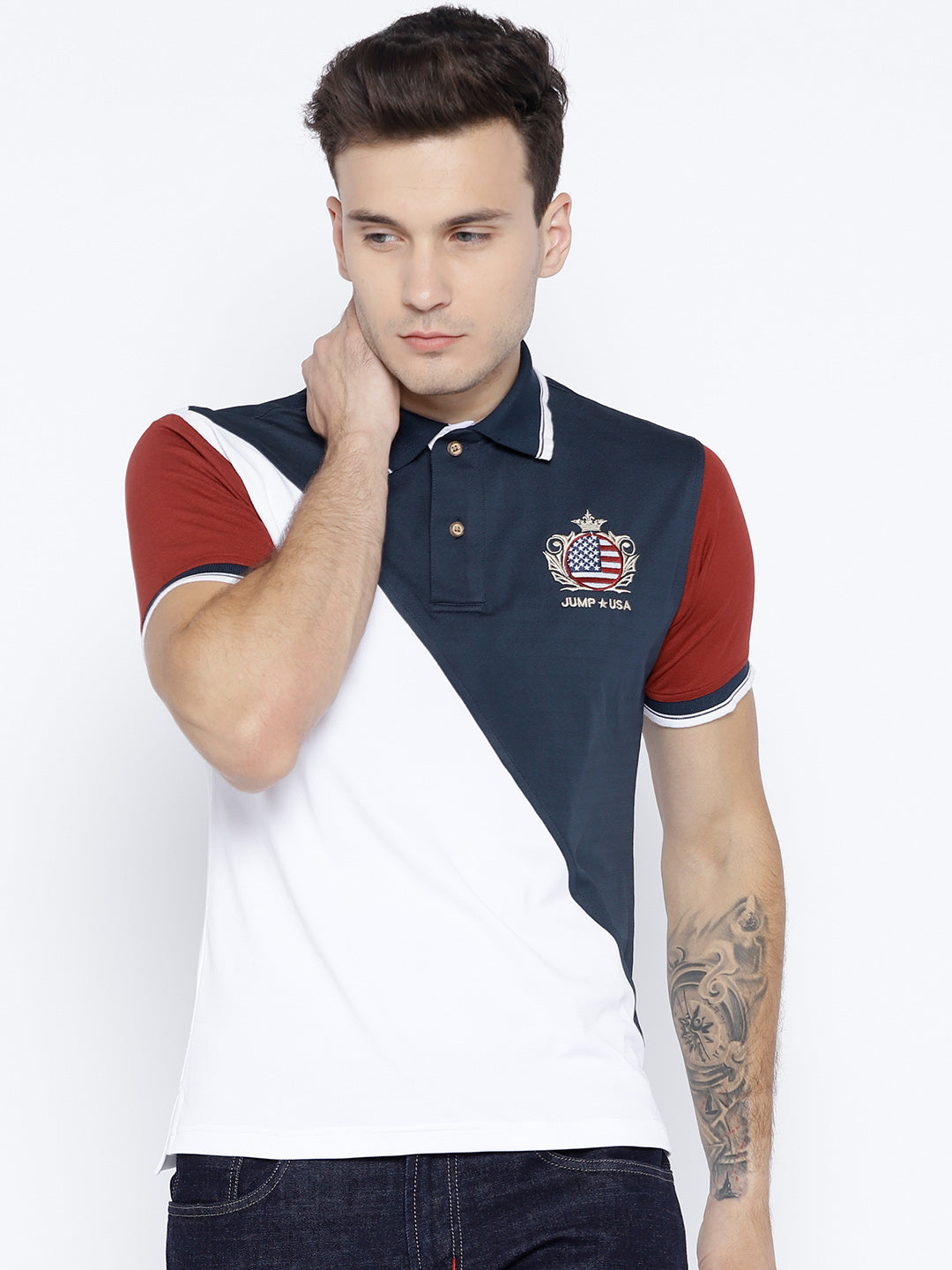 JUMP USA Men Polo Collar Sports T-Shirt