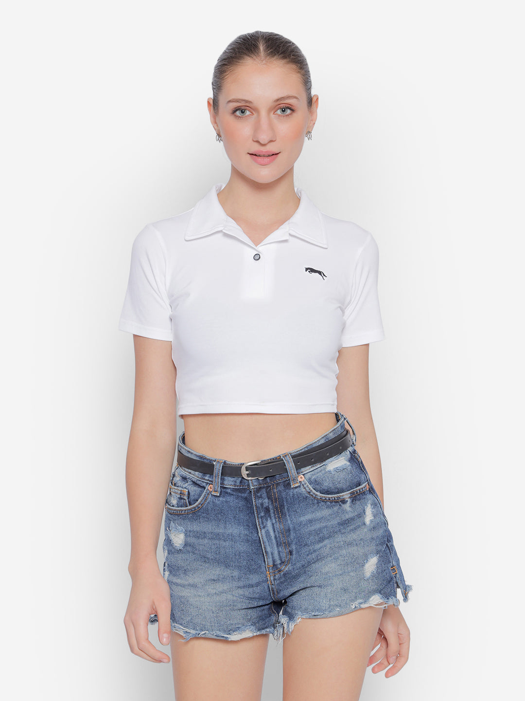 Cropped polo shirt outlet white