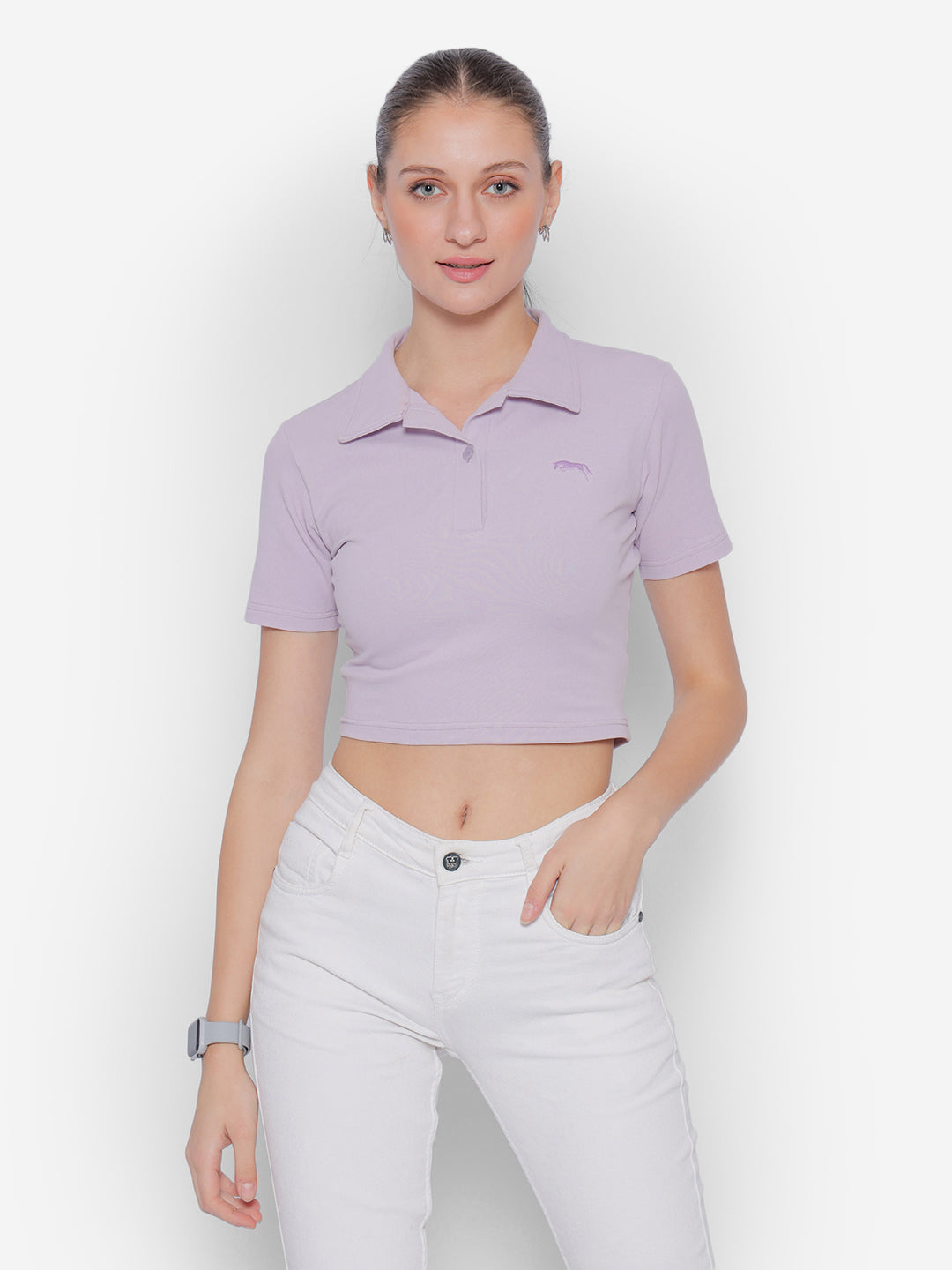 Crop top cheap polo shirt