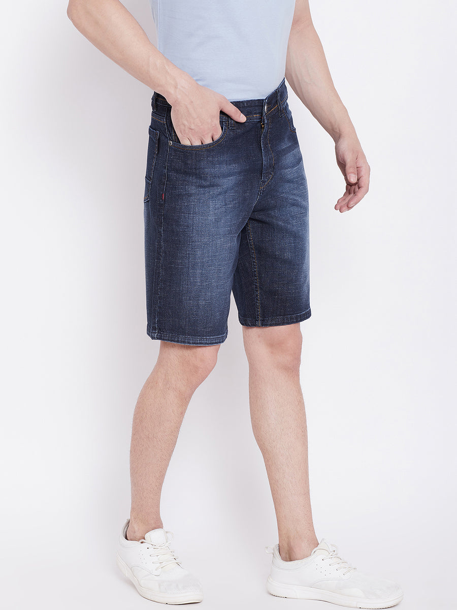 JUMP USA Men Blue Washed Solid Regular Fit Denim Shorts