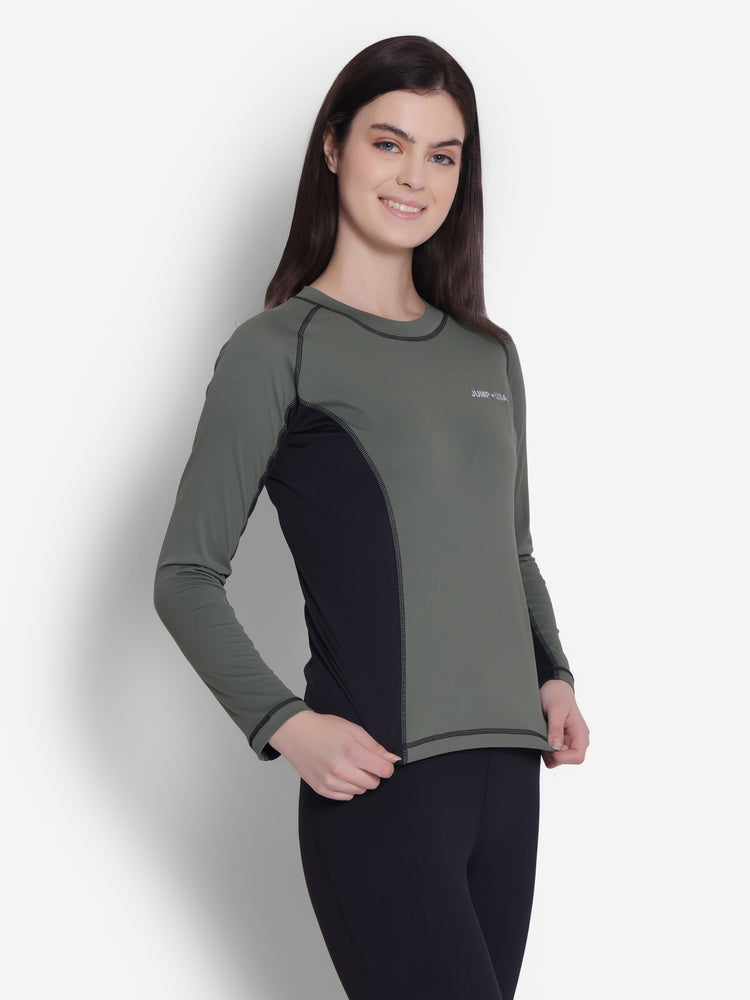 JUMP USA Full-Sleeves Round-Neck T-Shirt For Women