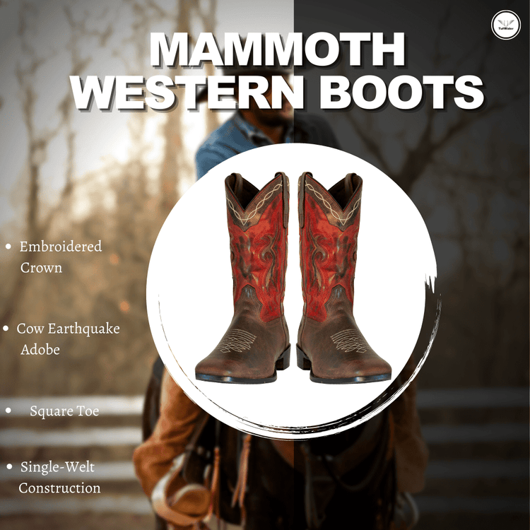 TuffRider Men's Mammoth Leather Distressed & Embroidered Square Toe Western Boots - Breeches.com