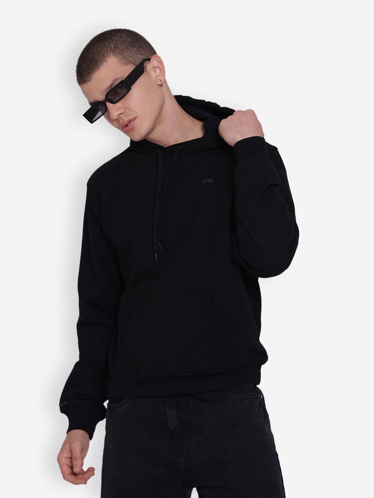 JUMP USA Mens Solid Black Hoodie