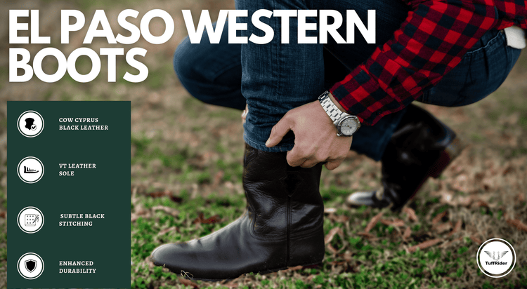 TuffRider Men's El Paso Leather Embroidered Round Toe Western Boots - Breeches.com