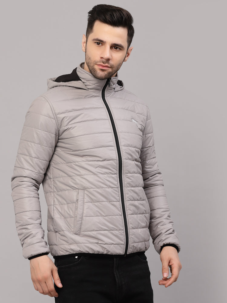 JUMP USA Men Grey Rapid-Dry Solid Sporty Jackets With Hood