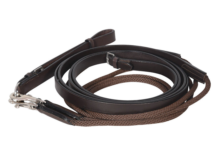 Henri de Rivel Advantage Draw Reins - Rounded Nylon / Leather Snap - Breeches.com