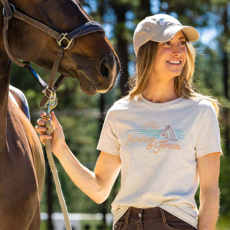 Dapplebay Sunshine & Horses Tee Round-Neck T-Shirt For Women