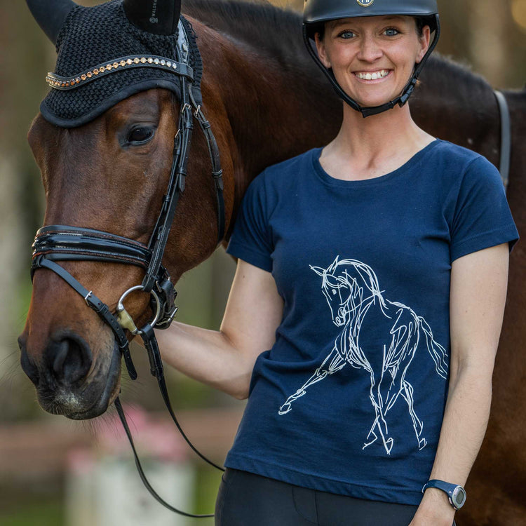 Dapplebay Dressage Sketch Round-Neck T-Shirt For Women