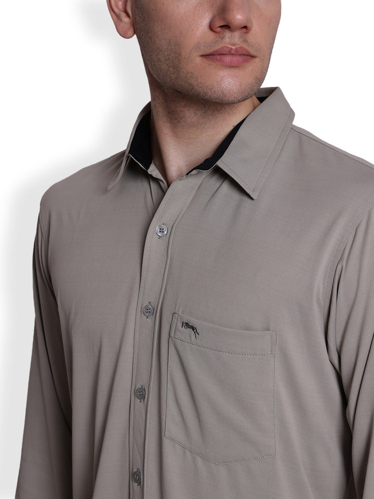 JUMP USA Men Gerey & Black Solid polyester Casual Shirts