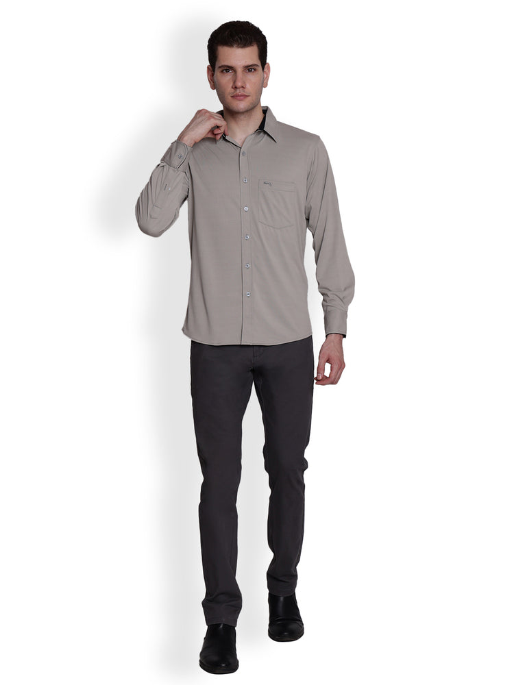 JUMP USA Men Gerey & Black Solid polyester Casual Shirts