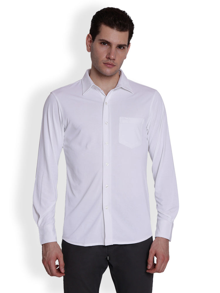 JUMP USA Men White Solid polyester Casual Shirts