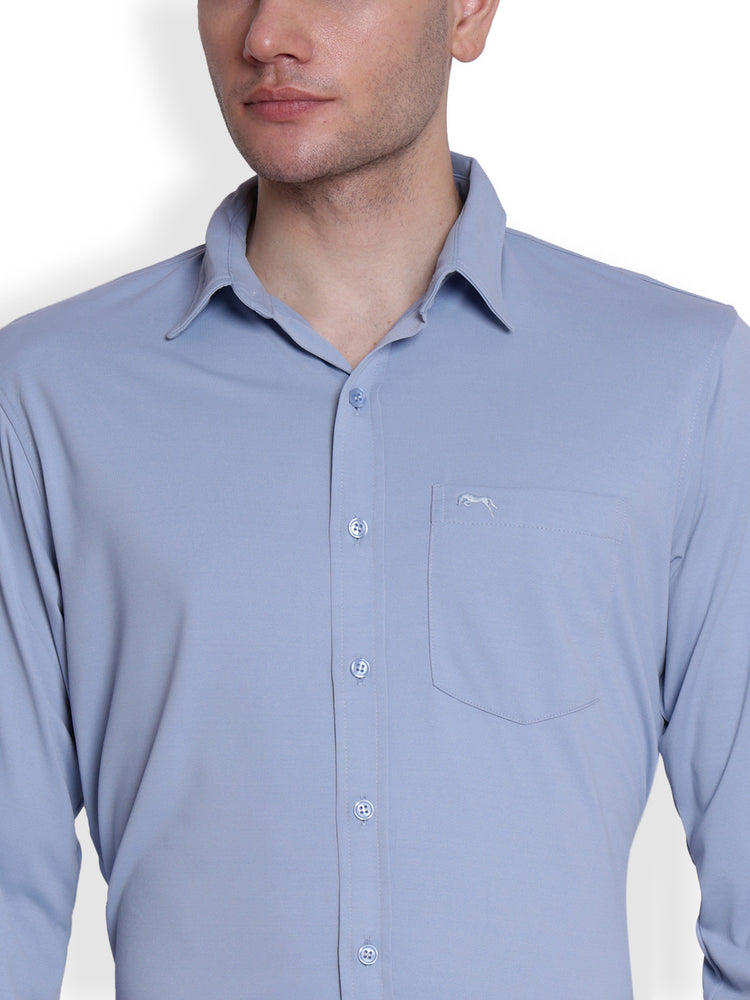 JUMP USA Men Cashmere blue Solid polyester Casual Shirts