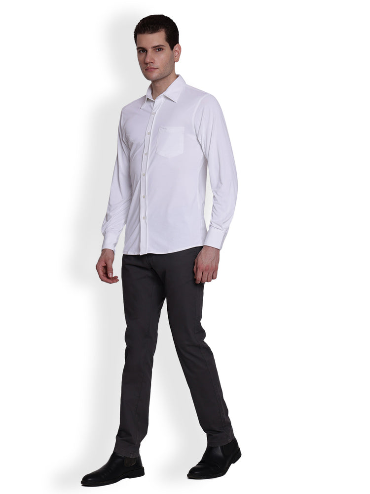 JUMP USA Men White Solid polyester Casual Shirts