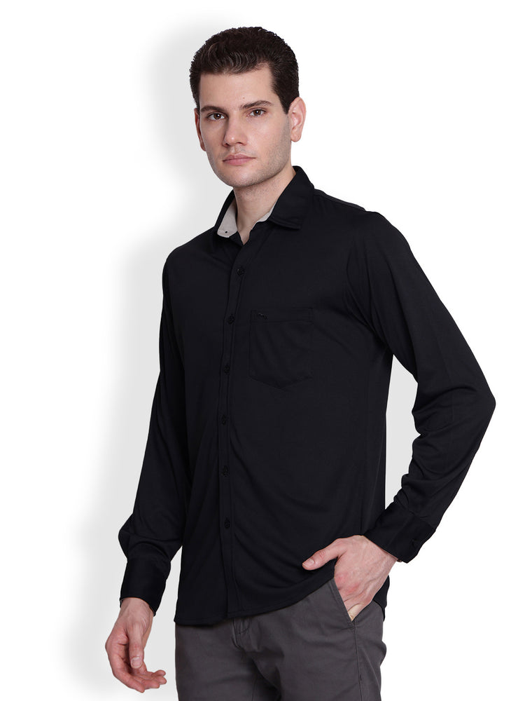 JUMP USA Men Black & Grey Solid Polyester Casual Shirts