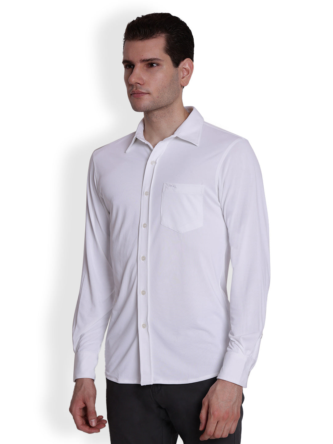 JUMP USA Men White Solid polyester Casual Shirts