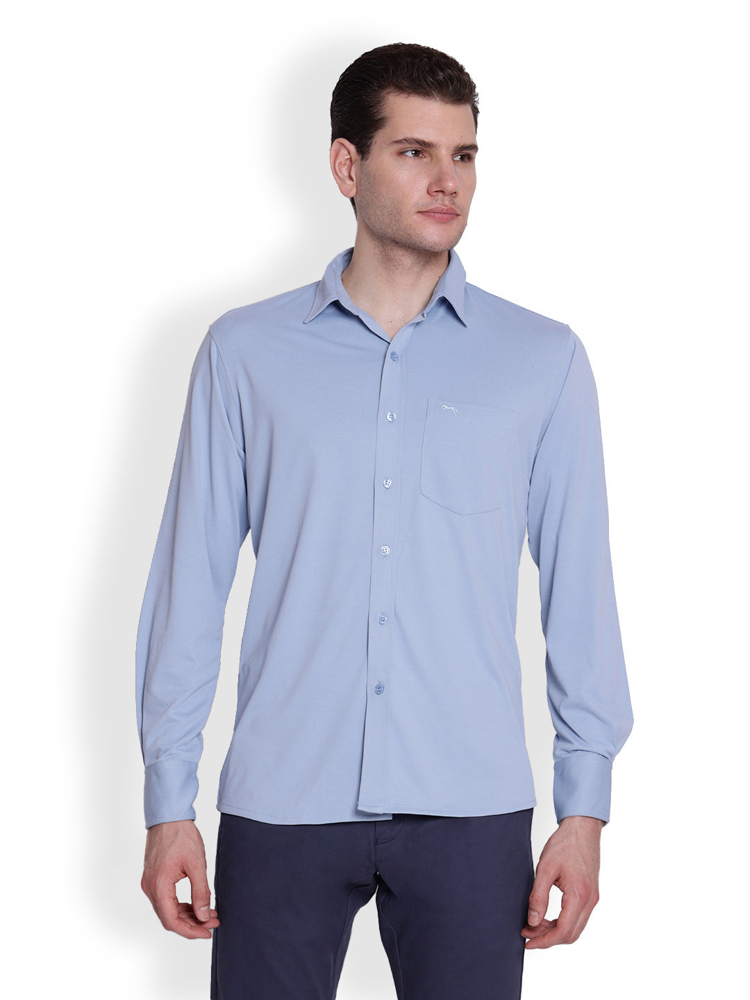 JUMP USA Men Cashmere blue Solid polyester Casual Shirts