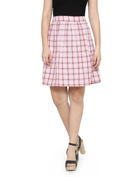 Buy online Pink Checkered Cotton Skirt from Skirts & Shorts for Women by  Vastrado for ₹649 at 35% off