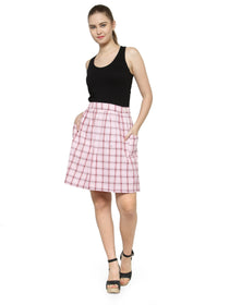 Women Checkered Above Knee Length Skirt - JUMP USA (1568791101482)