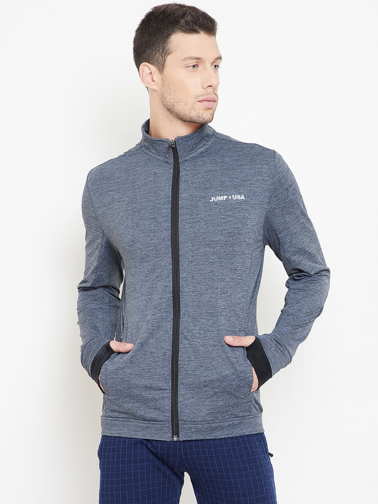 JUMP USA Men Grey Self Design Active wear Jacket - JUMP USA