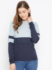 JUMP USA Women Blue Colourblocked Hooded Sweater - JUMP USA