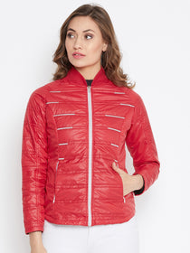 JUMP USA Women Red Solid Padded Jacket - JUMP USA