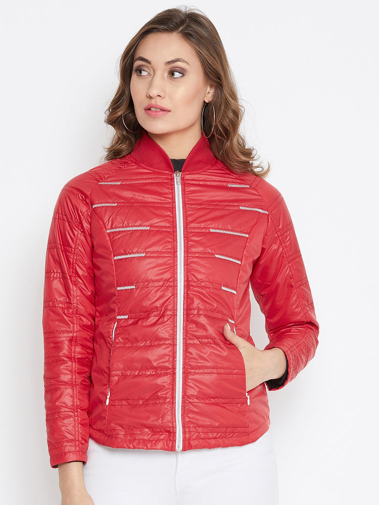 JUMP USA Women Red Solid Padded Jacket - JUMP USA