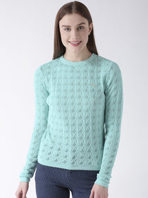 JUMP USA Women Blue Self Design Sweater - JUMP USA