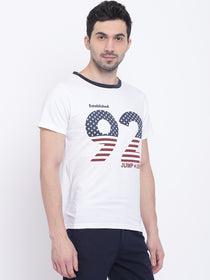 Men Casual Striped White T-shirt - JUMP USA