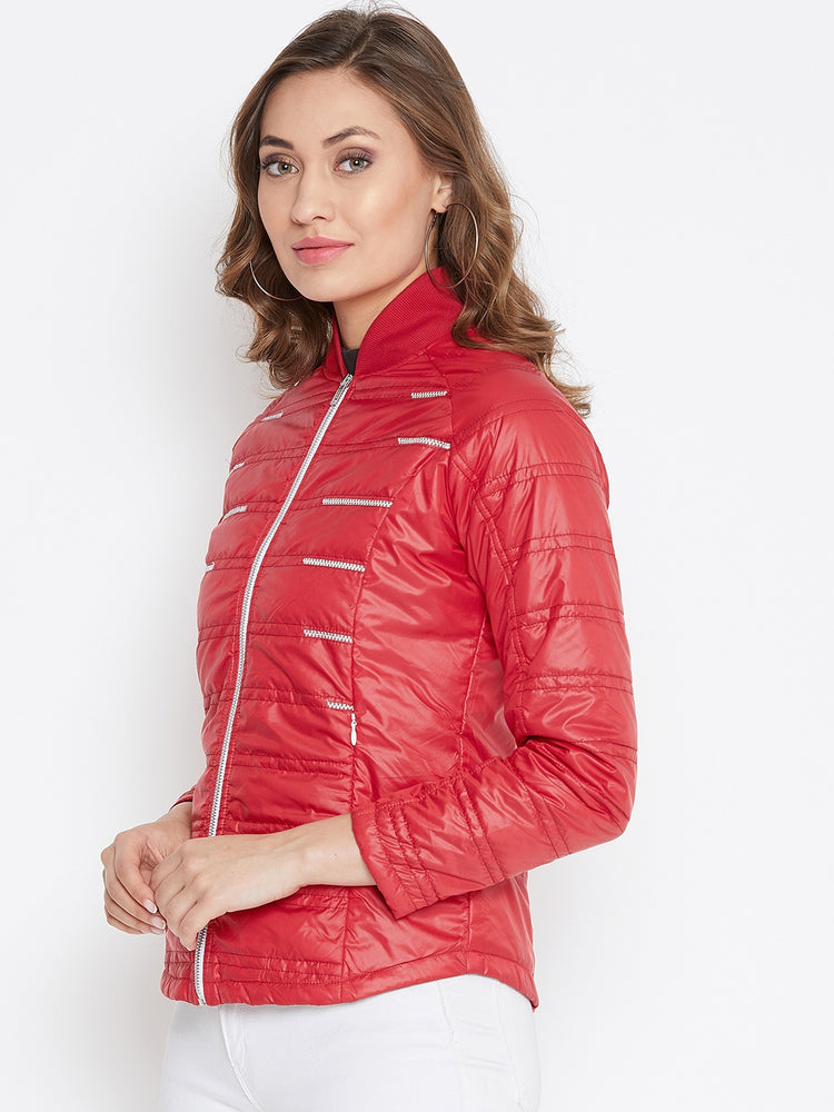 JUMP USA Women Red Solid Padded Jacket - JUMP USA