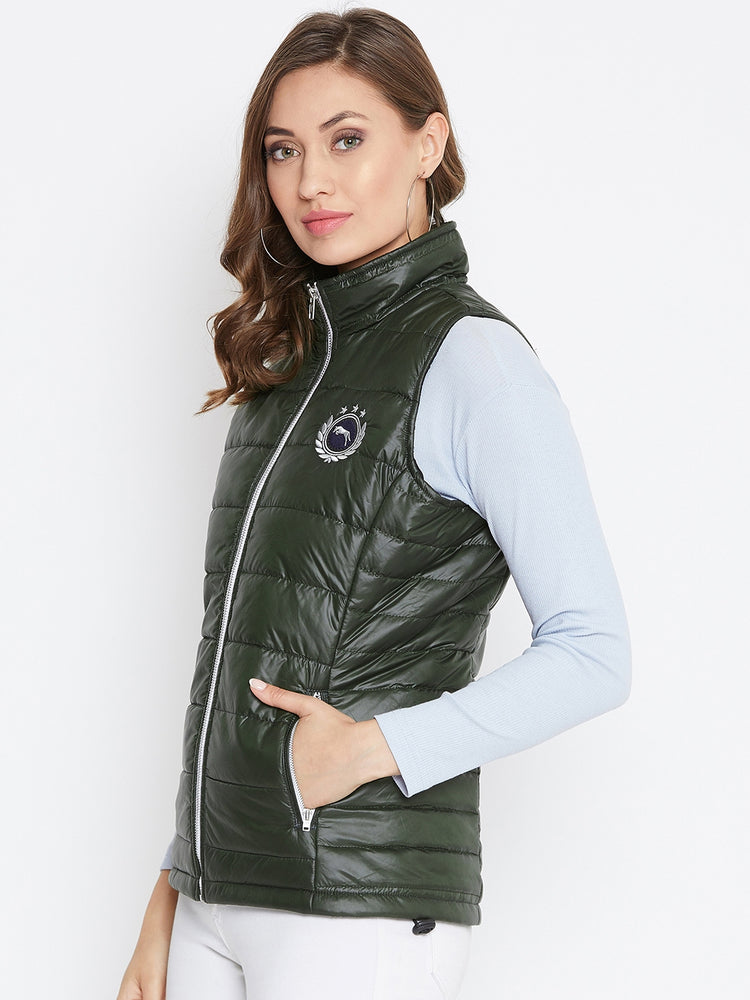 JUMP USA Women Green Solid Padded Jacket - JUMP USA