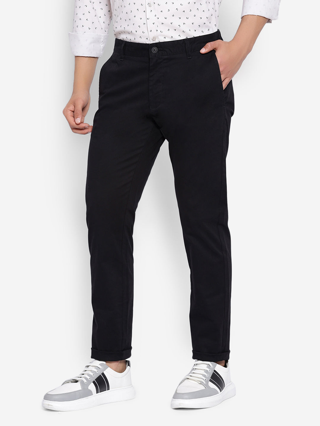 JUMP USA Men Black Premium Cotton Slim Fit Sustainable Chinos