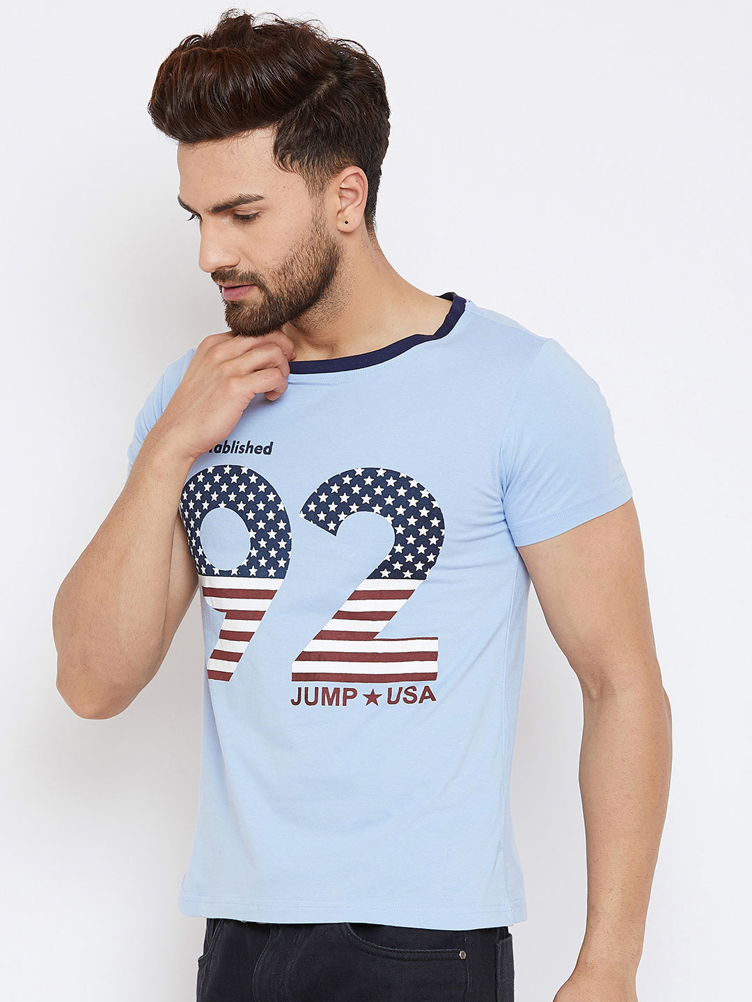 JUMP USA Men Printed Blue T-shirts - JUMP USA