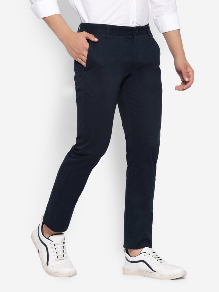 JUMP USA Men Navy Blue Premium Cotton Slim Fit Sustainable Chinos