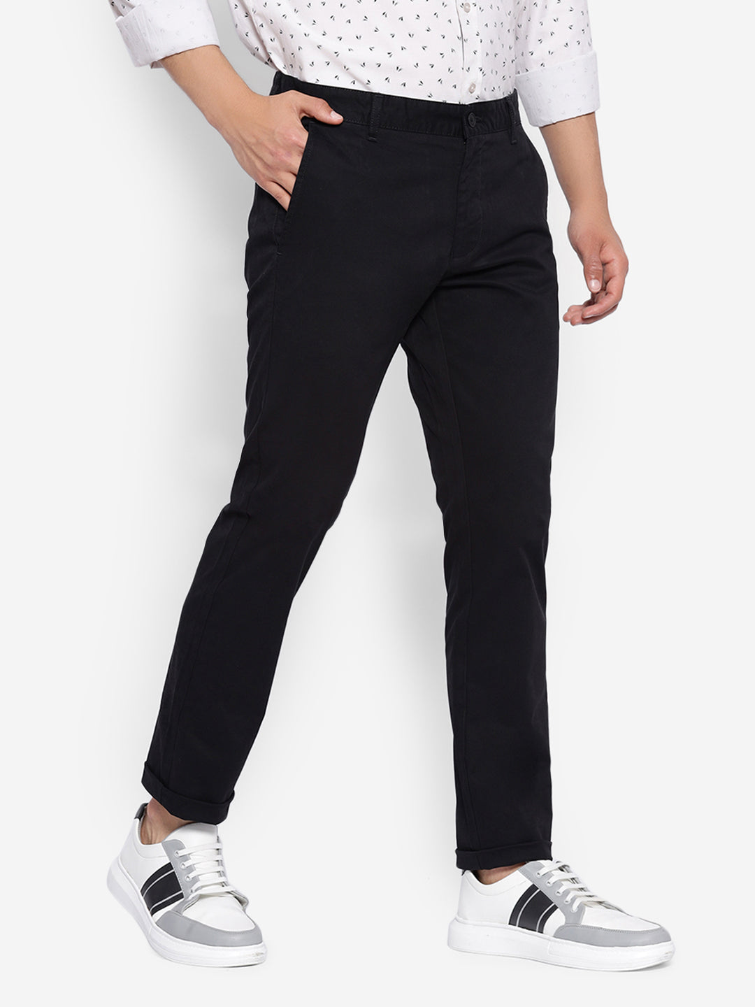 JUMP USA Men Black Premium Cotton Slim Fit Sustainable Chinos