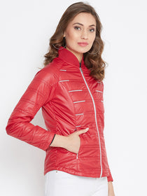 JUMP USA Women Red Solid Padded Jacket - JUMP USA