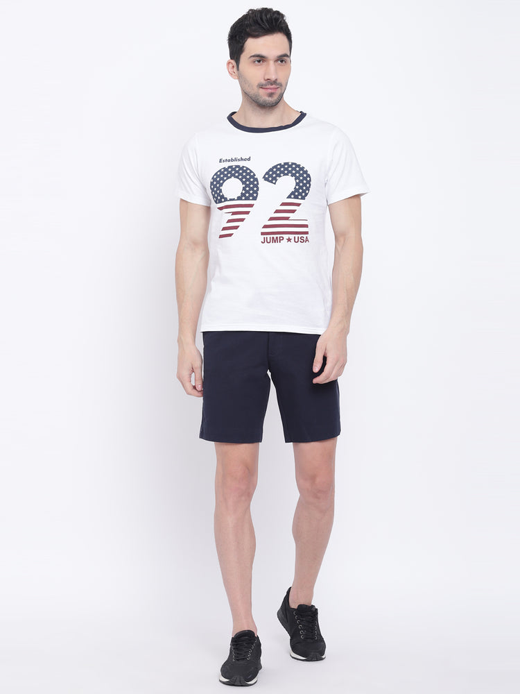 Men Casual Striped White T-shirt - JUMP USA