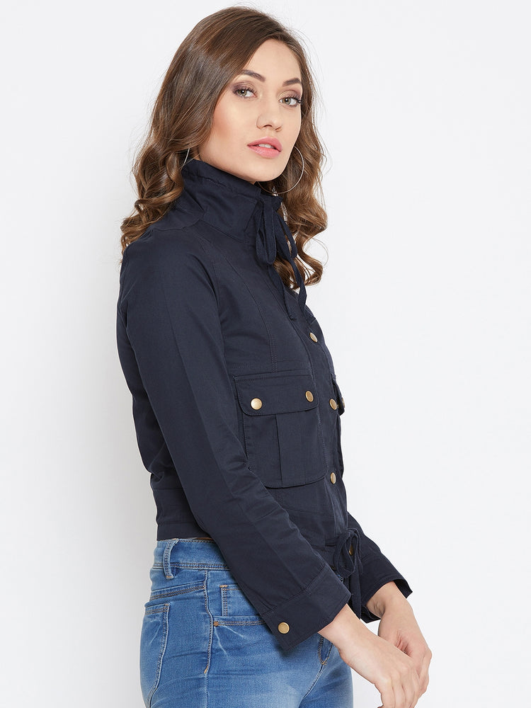 JUMP USA Women Navy Blue Casual Tailored Jacket - JUMP USA