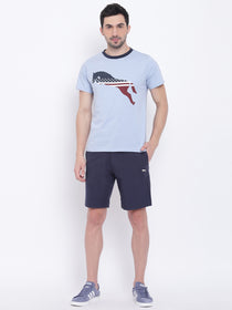 Men Casual Printed Blue T-shirt - JUMP USA