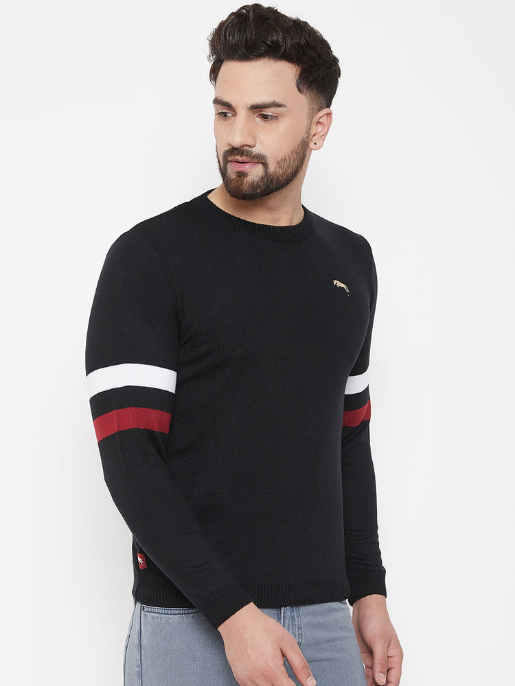 JUMP USA Men Black Solid Sweater - JUMP USA