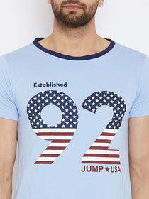 JUMP USA Men Printed Blue T-shirts - JUMP USA