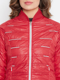 JUMP USA Women Red Solid Padded Jacket - JUMP USA