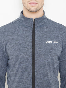 JUMP USA Men Grey Self Design Active wear Jacket - JUMP USA