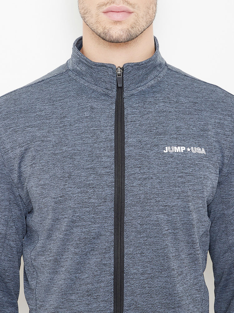 JUMP USA Men Grey Self Design Active wear Jacket - JUMP USA