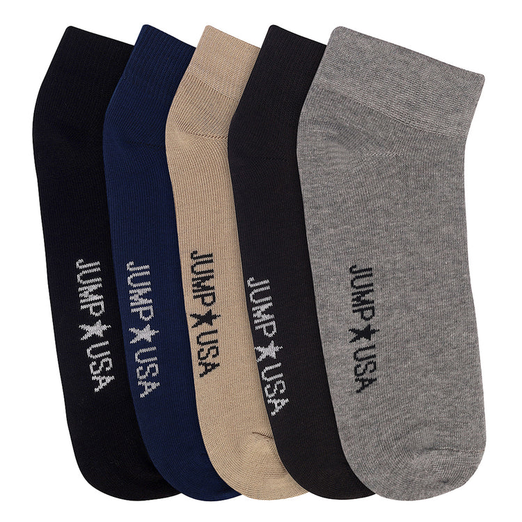 161622-104-STD-JUMP-USA-Men's-Cotton-Ankle-Length-Casual-Socks-Padded-for-Extra-Comfort-(Beige-Black-Grey,-Free-Size)-Pack-of-5