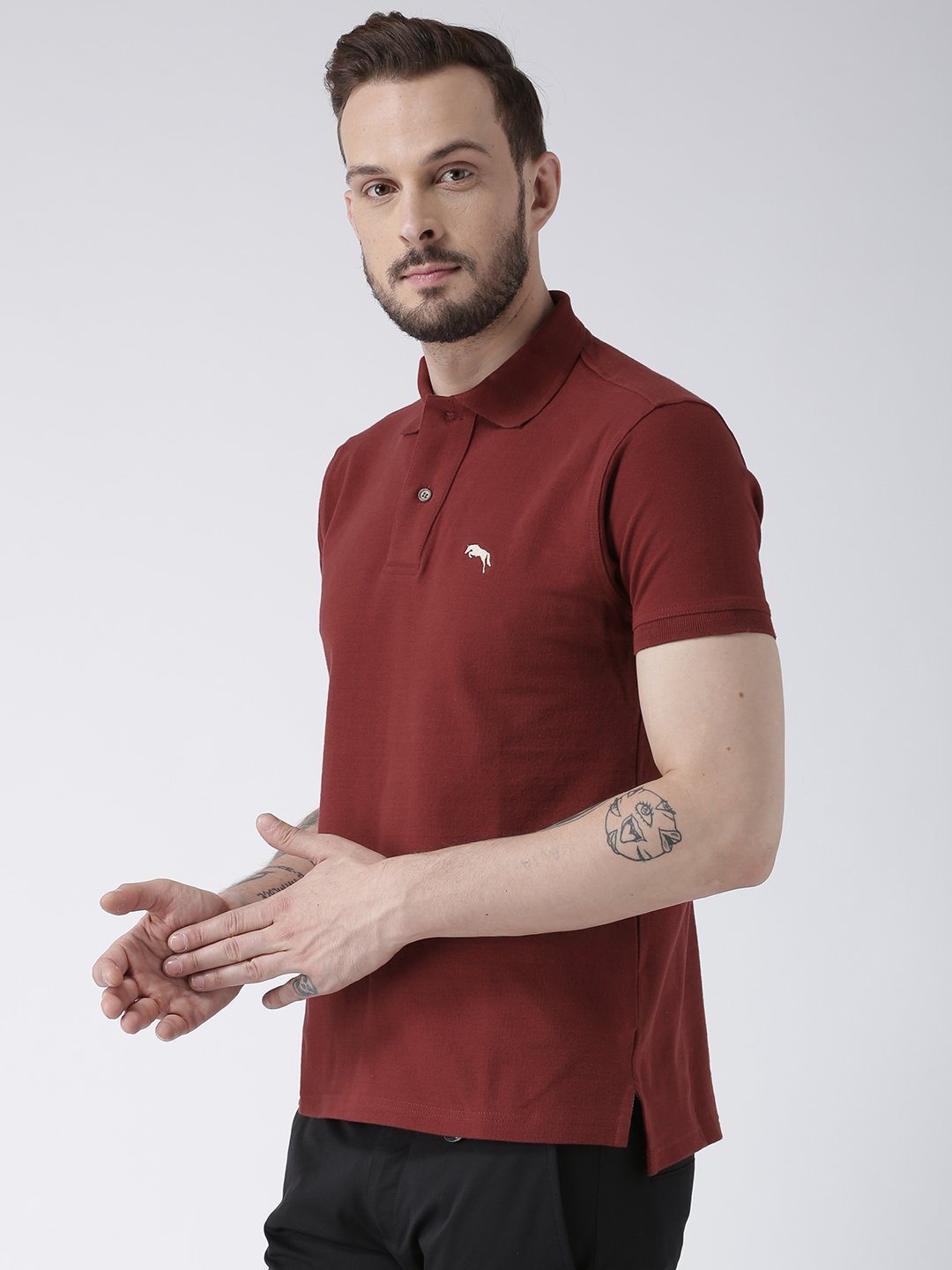 Men Red Solid Polo T-shirt - JUMP USA (1568775503914)