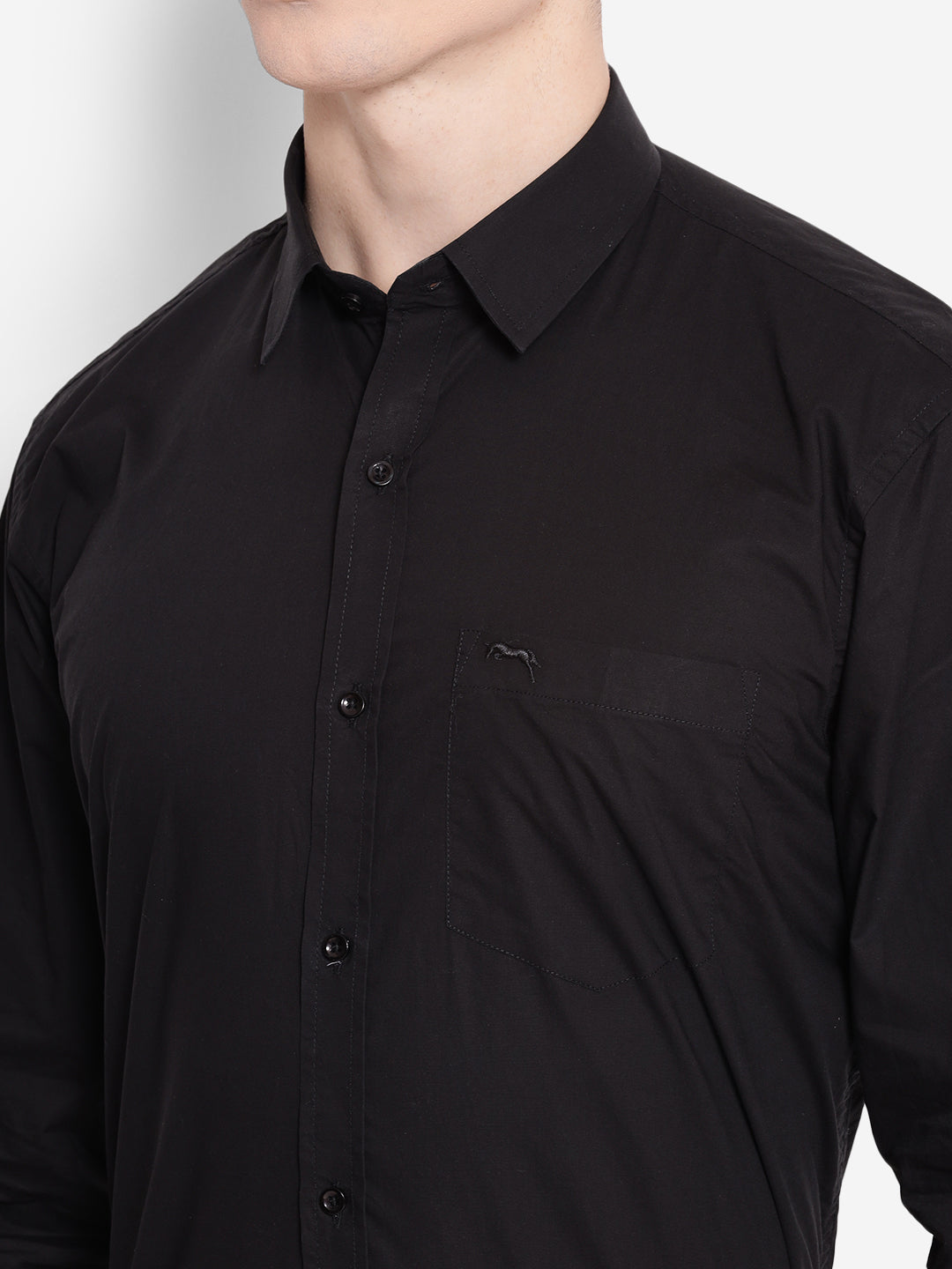 JUMP USA Men Black Solid Cotton Formal Shirts