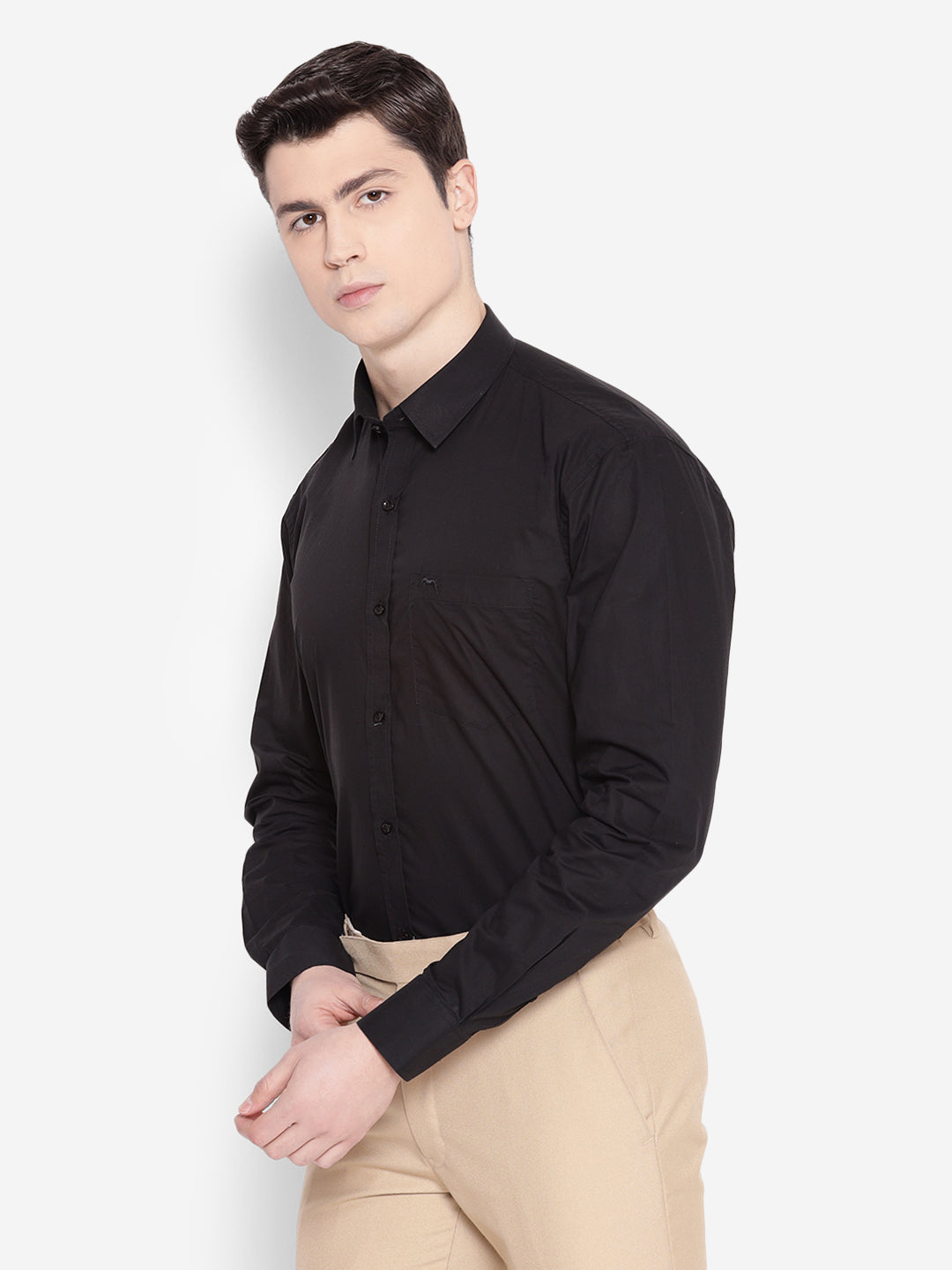 JUMP USA Men Black Solid Cotton Formal Shirts - JUMP USA