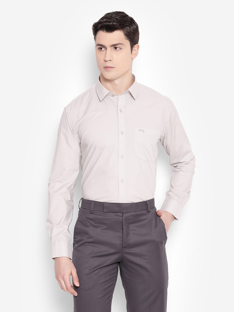 JUMP USA Men Grey Solid Cotton Formal Shirts - JUMP USA