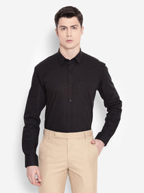 JUMP USA Men Black Solid Cotton Formal Shirts - JUMP USA