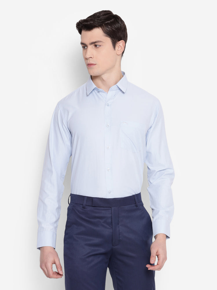 JUMP USA Men Light Blue Solid PolyCotton Formal Shirts - JUMP USA